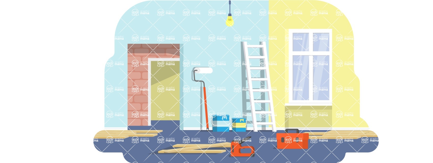 Vector Landscape Mega Bundle - Painting Wall in Room Vector Background Illustration